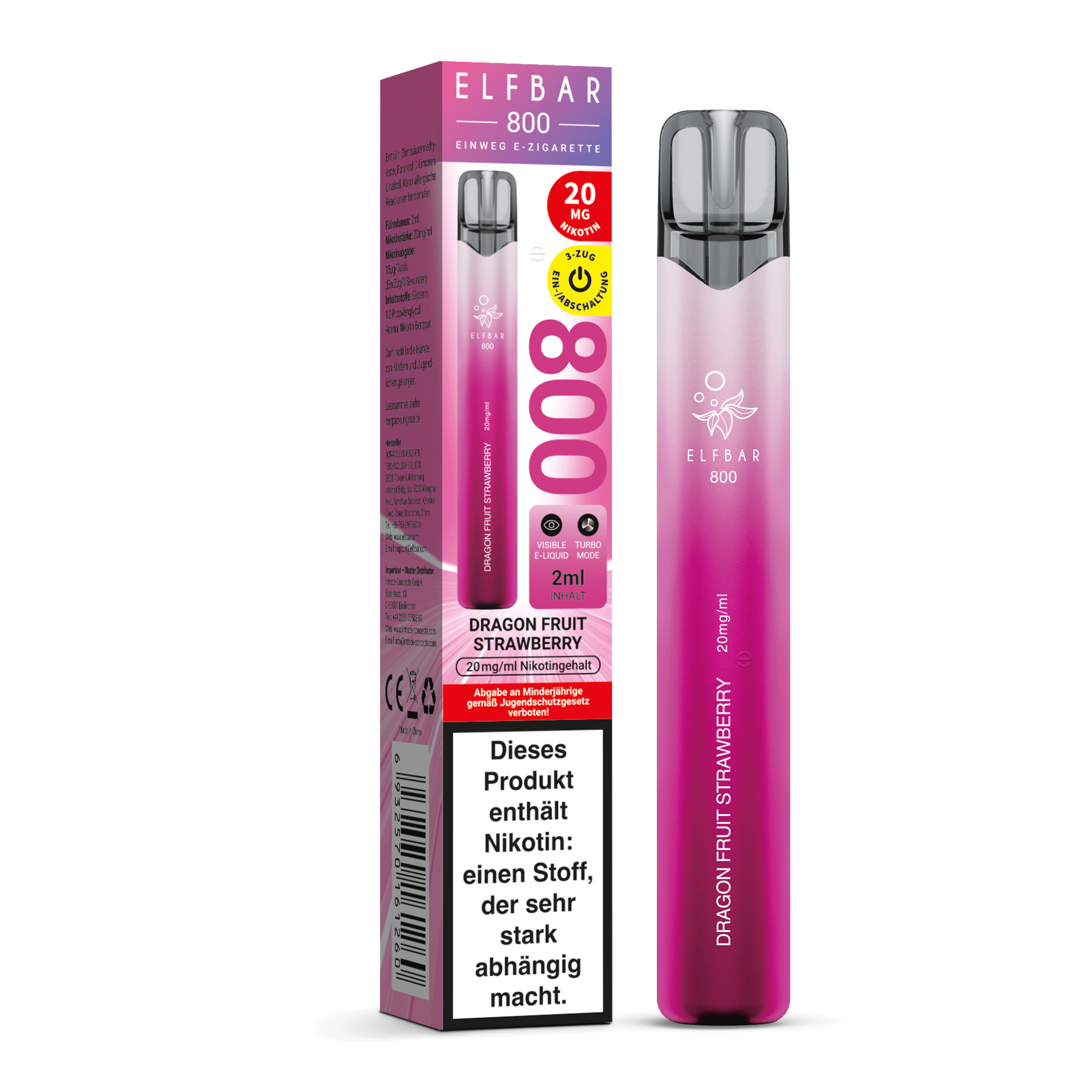 ELFBAR 800 Dragon Fruit Strawberry - 20 mg/ml