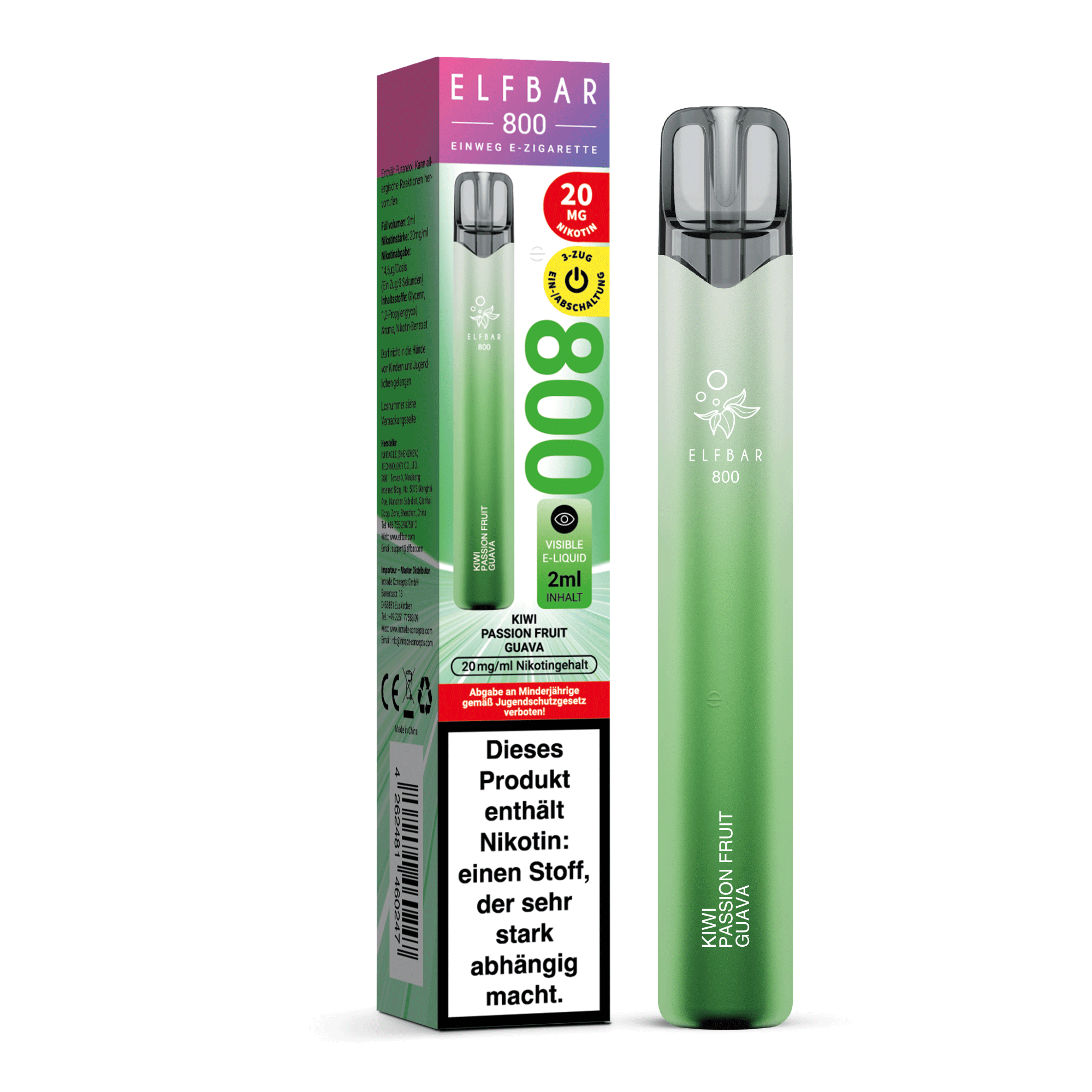 ELFBAR 800 Kiwi Passion Fruit Guava - 20 mg/ml