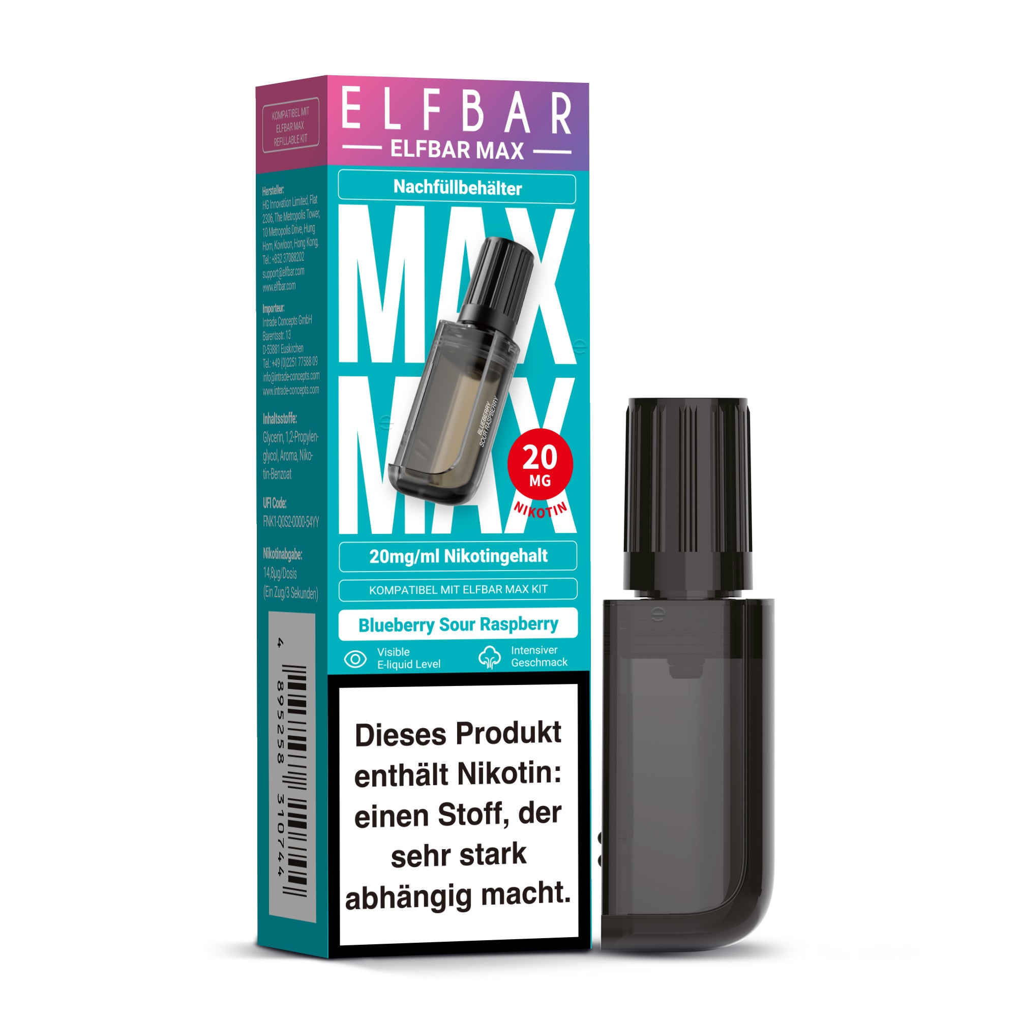 ELFBAR MAX Nachfüllbehälter Blueberry Sour Raspberry - 20 mg/ml