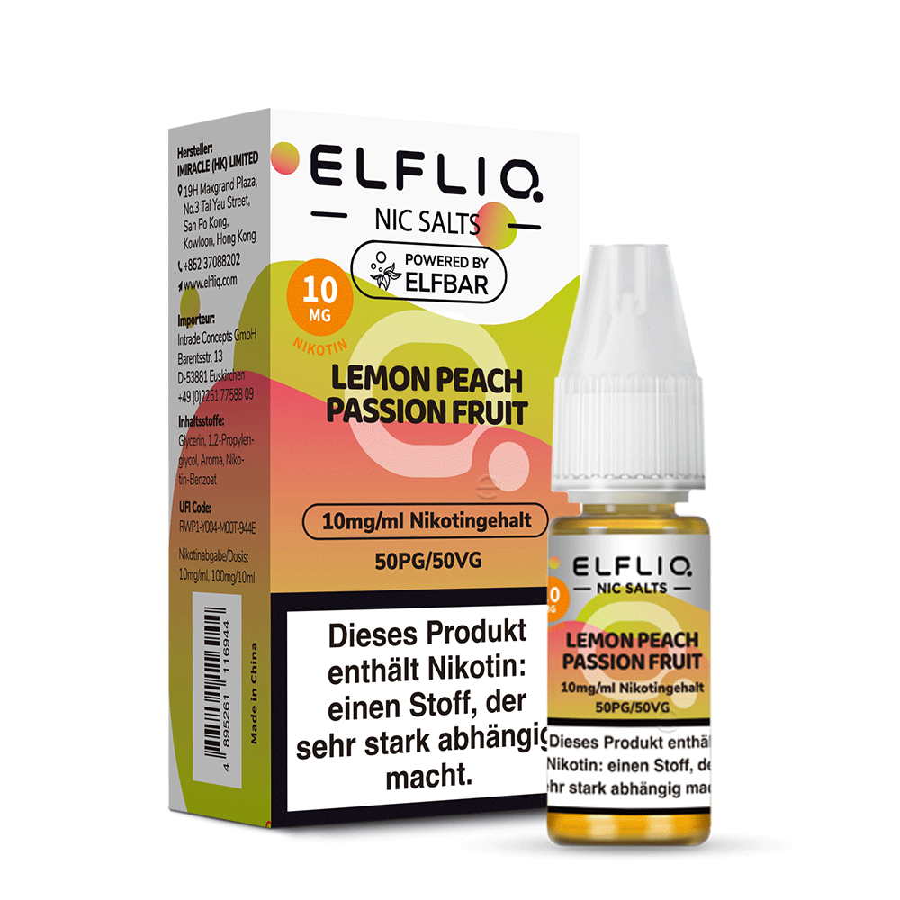 ELFLIQ Lemon Peach Passion Fruit Nikotinsalz Liquid - 10 mg/ml