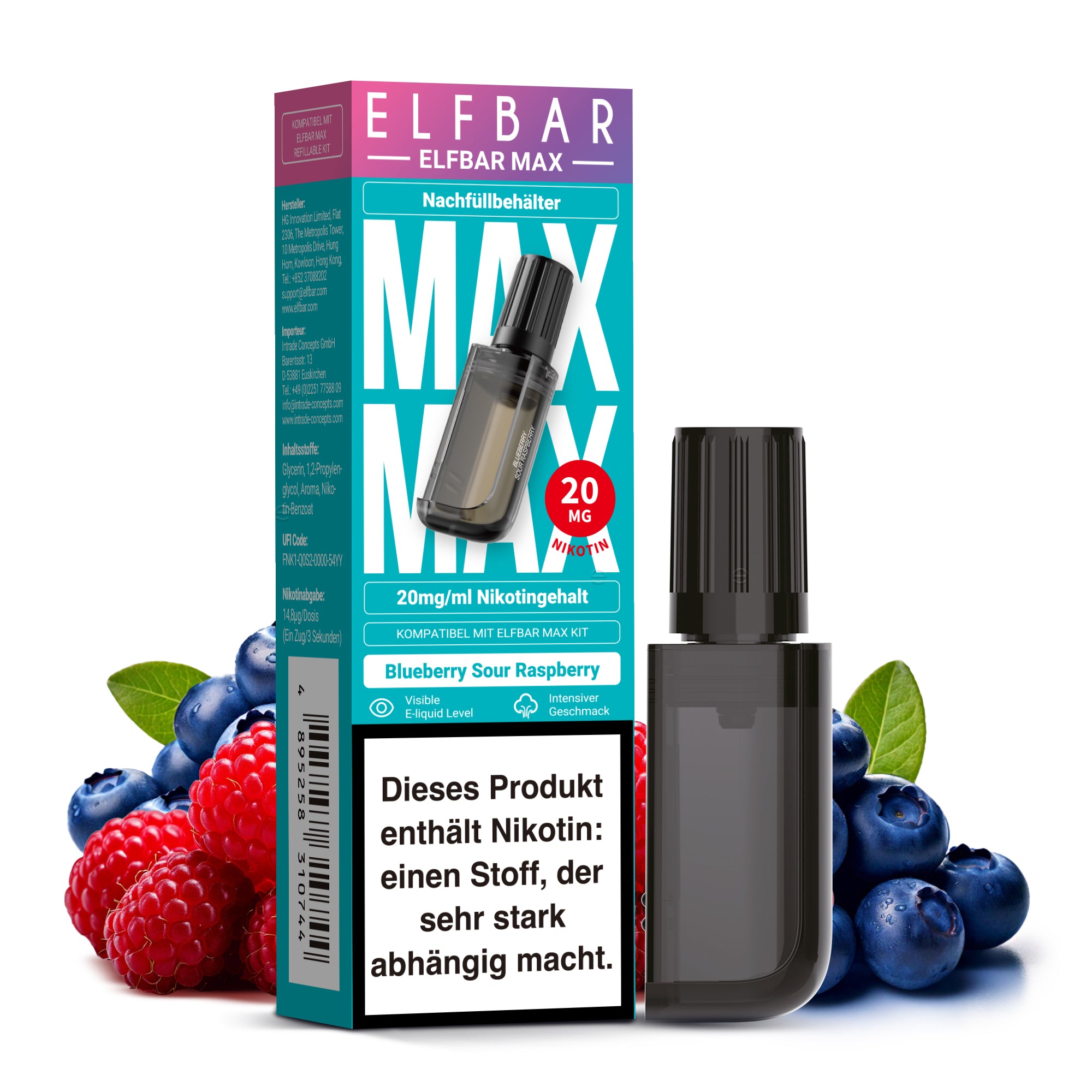 ELF BAR MAX Blueberry Sour Raspberry Nachfüllbehälter Pod - 10 ml