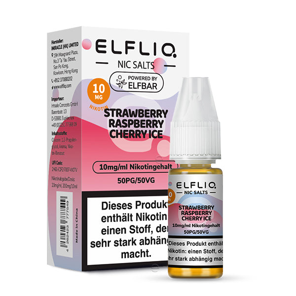 ELFLIQ Strawberry Raspberry Cherry Ice Nikotinsalz Liquid - 10 mg/ml