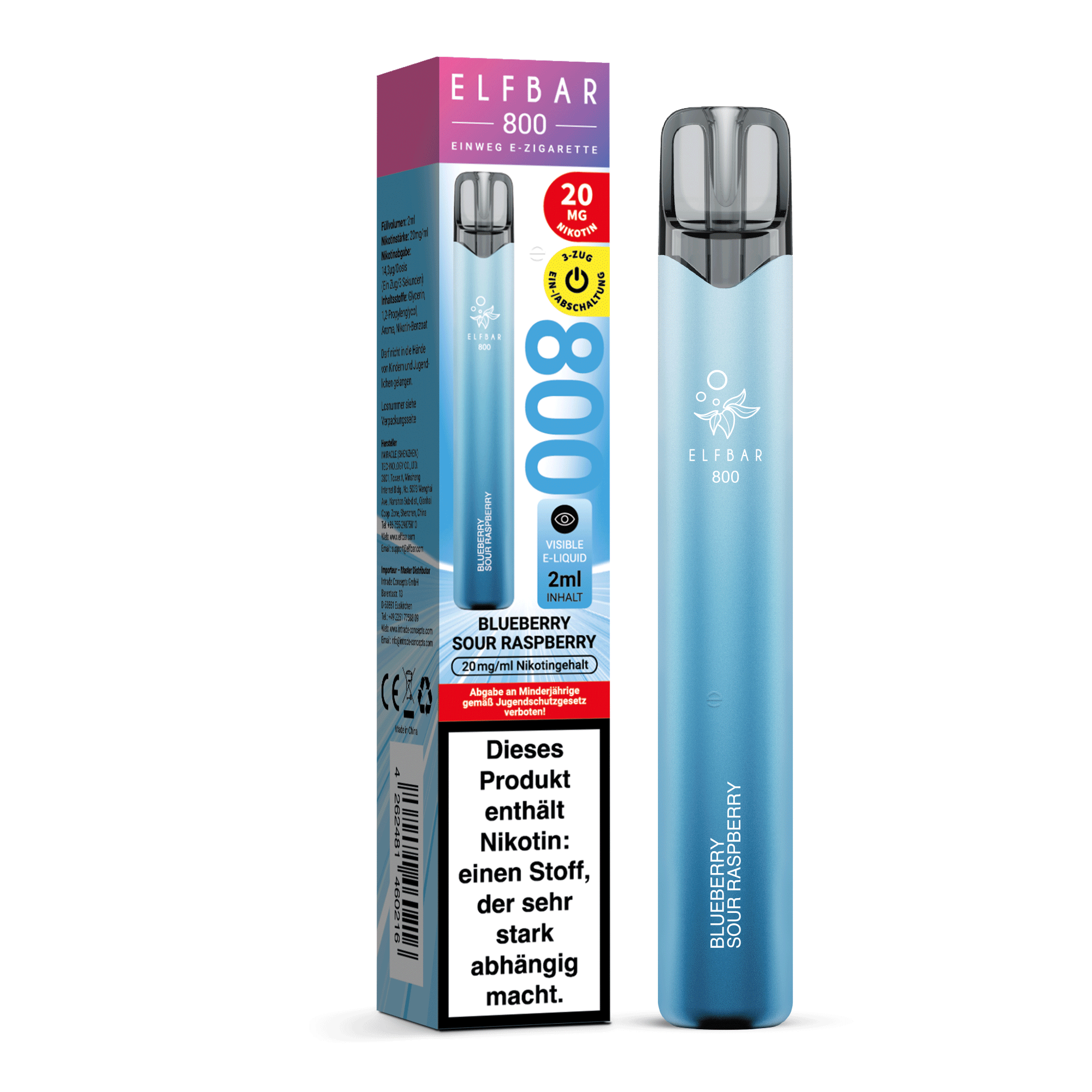 ELFBAR 800 Blueberry Sour Raspberry - 20 mg/ml