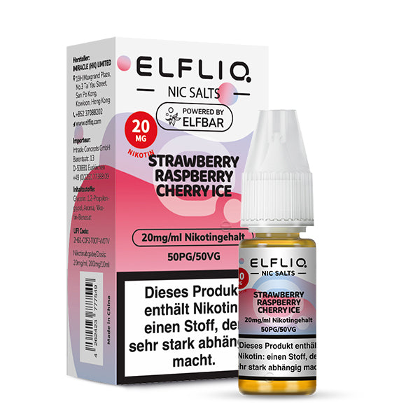 ELFLIQ Strawberry Raspberry Cherry Ice Nikotinsalz Liquid - 20 mg/ml