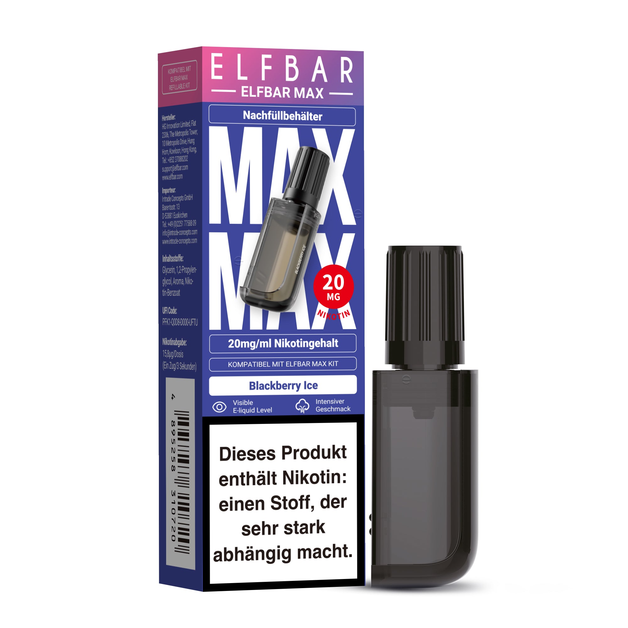 ELFBAR MAX Nachfüllbehälter Blackberry Ice - 20 mg/ml