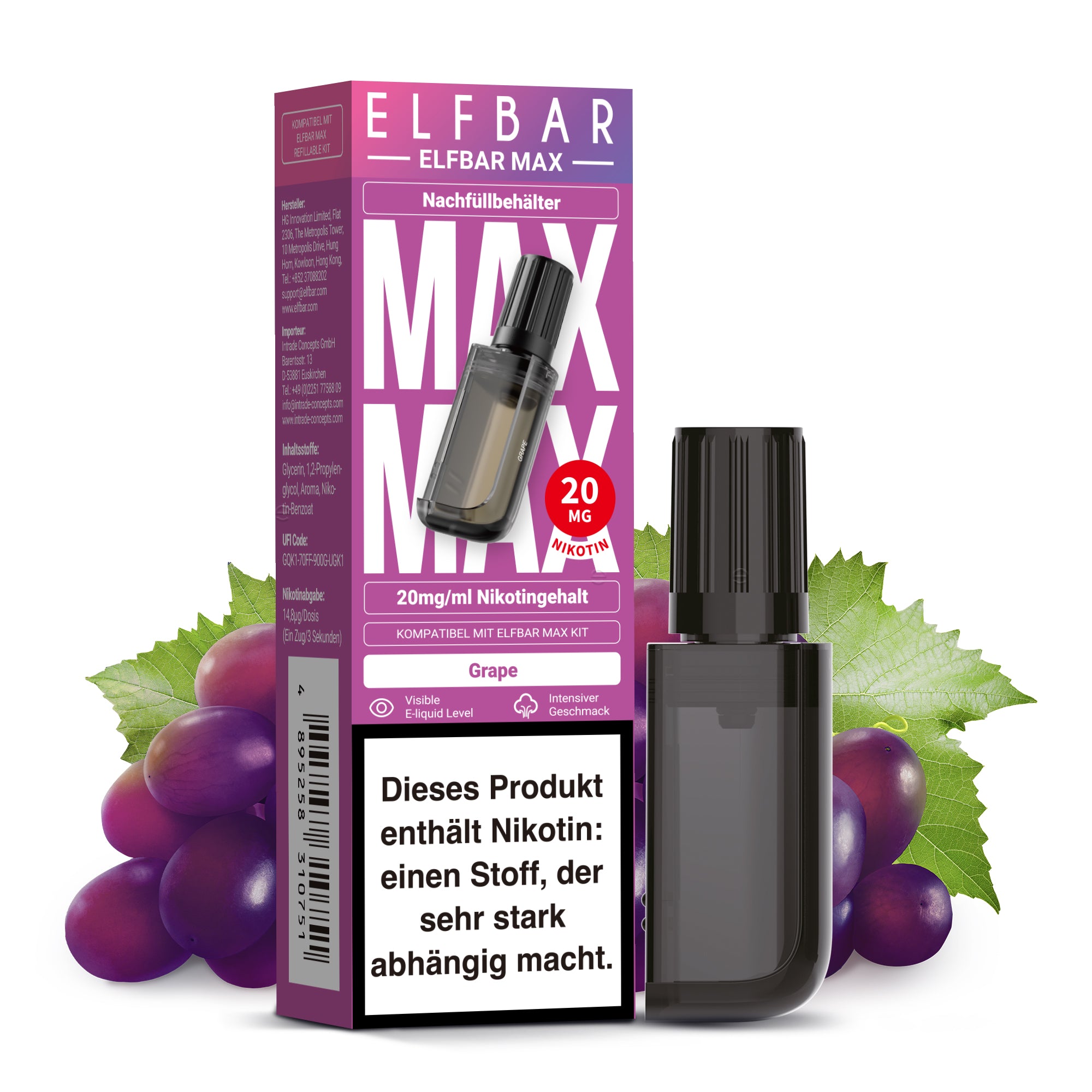 ELF BAR MAX Grape Nachfüllbehälter Pod - 10 ml